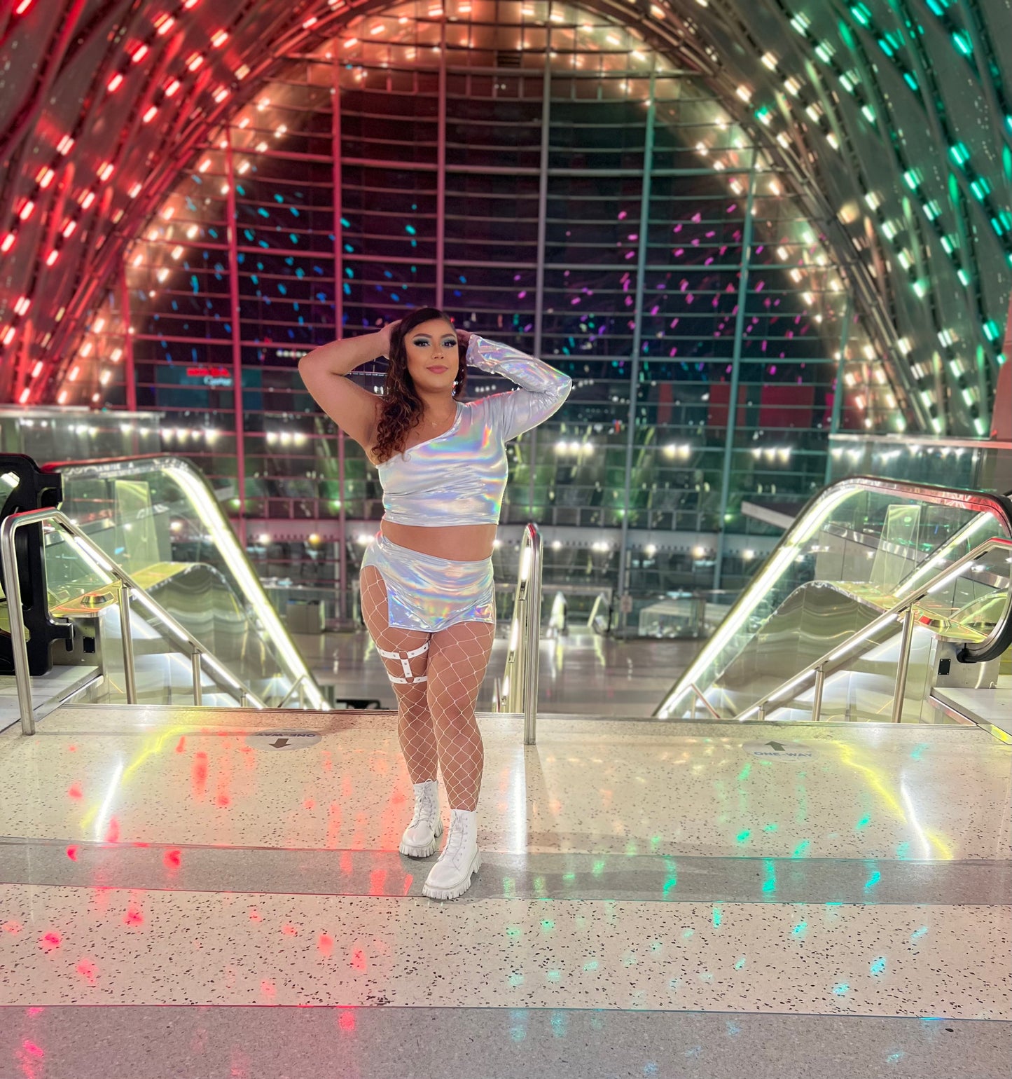 Iridescent one Shoulder Top